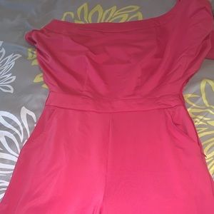 Jumpsuit with belt , off shoulder, side zipper